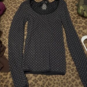 Free People Black and White Lace Detail Top